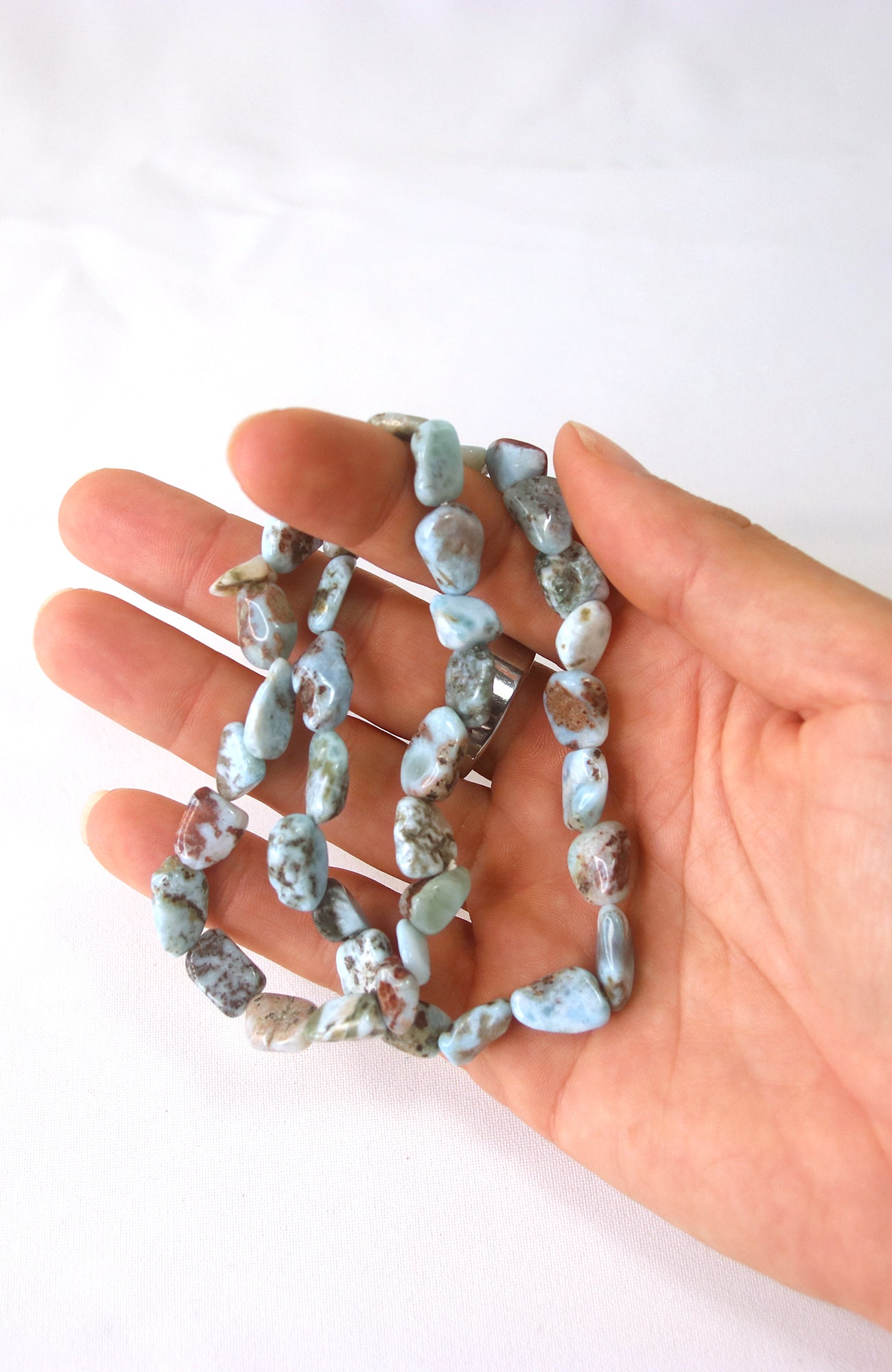 Larimar 6-8mm Nugget Bracelet for wrists up to 20cm